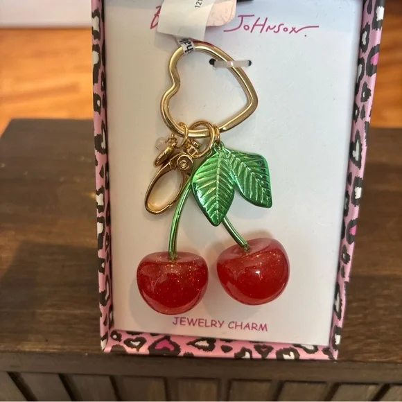 Betsey Johnson Red Cherry and Green Leaf Charm - Picture 2 of 5